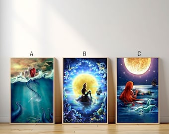 Póster de la película La Sirenita, impresión en lienzo, arte de pared, pintura en lienzo para sala de estar, dormitorio, regalo para fanáticos