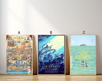 The Life Aquatic With Steve Zissou Movie Poster, Canvas Print, Wall Art Canvas Painting Living Room Bedroom Docor,Fan Gift