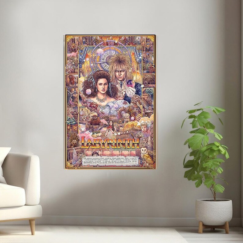 Labyrinth Movie Poster, Canvas Print, Wall Art Canvas Painting Living Room Bedroom Docor,Fan Gift E