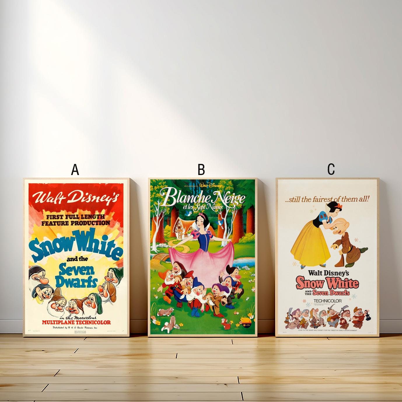 Snow White and the Seven Dwarfs Movie Poster, Canvas Print, Wall Art Canvas Painting Living Room Bedroom Docor,Fan Gift