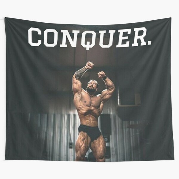 Chris Bumstead - CBUM GYM motivation Tapestry, Chris Bumstead Conquer Tapestry, Budybuilding Tapestry, Fitness Workout Wall Hanging