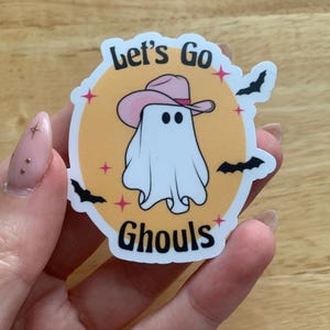 Mini Lets Go Ghouls Western Cowgirl Ghost Matte Laminated Sticker, Die Cut Sticker, Cute Ghost Sticker, Cowgirl Sticker, Halloween Sticker