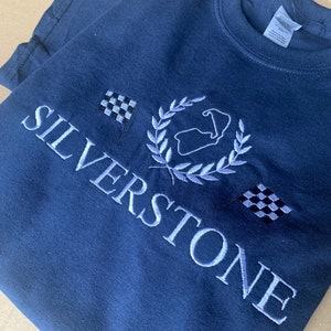 Formula 1 Circuit T-Shirt - Motorsport Racing Track Embroidered Crewneck Navy T-Shirt - Silverstone, Monaco and more