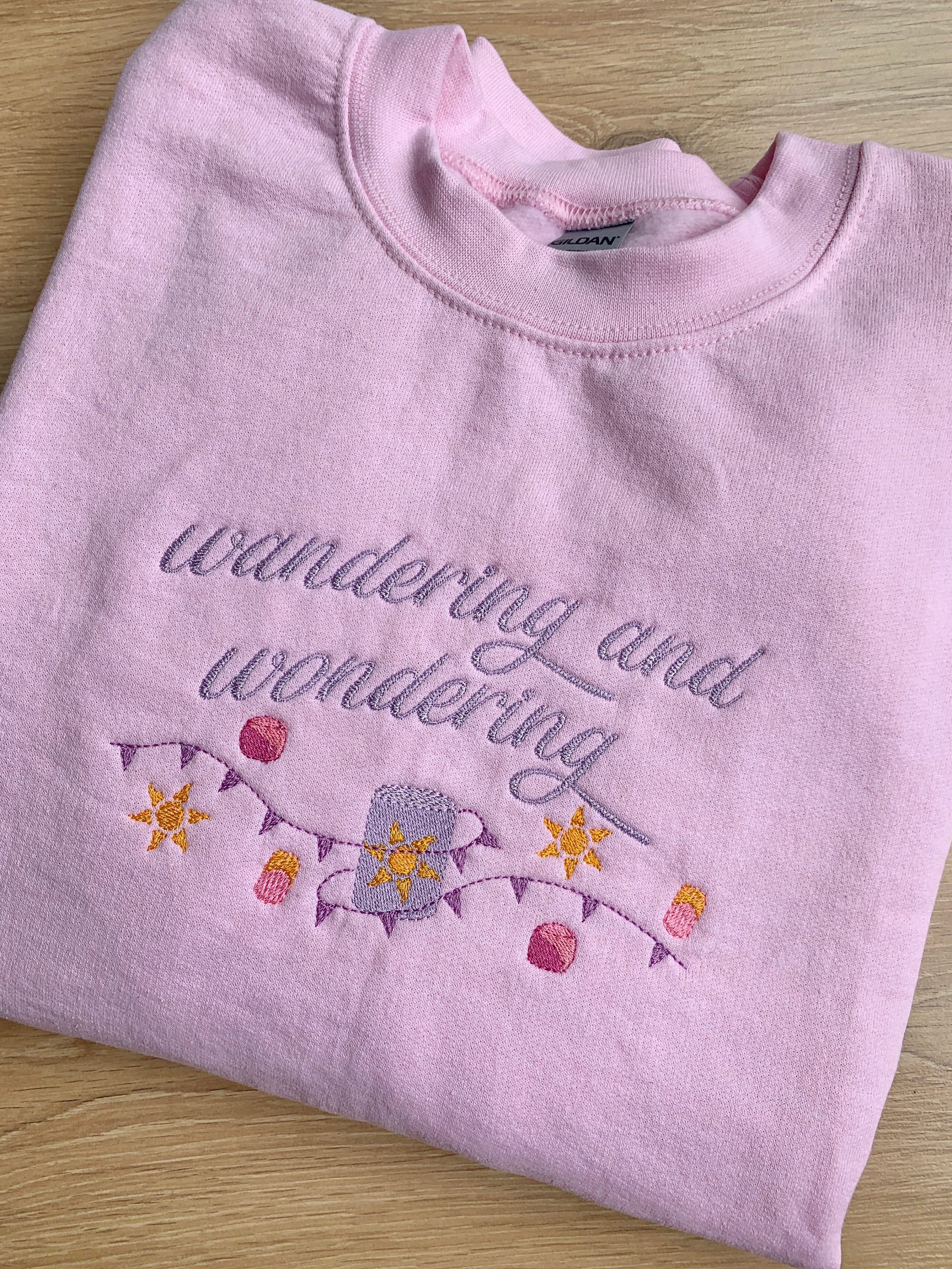 Princess Inspired Embroidered Pink Crewneck Sweatshirt With - Etsy