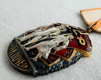 ソ連ロシア CCCP オリジナル 1960 年ソビエト銀名誉勲章 - Знак Почёта