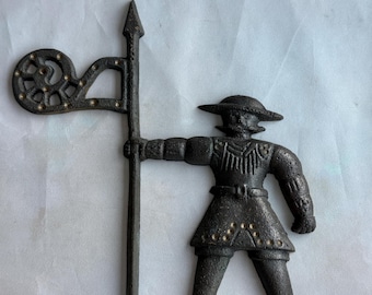 Rare Vintage Cast Iron Vana Toomas Tallinn Old Town Weather Vane Figure Medieval Decor Estonia Heritage Collectible