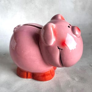 特大 豚の貯金箱 ピンク 約23cm ヴィンテージ レトロ 置物 コレクション かわいいピンクの豚の貯金箱、貯金箱、貯金箱、キッチュ、レトロ
