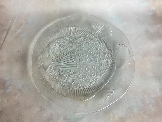 Kosta Boda 猫と牛　アッシュトレイ セット1960年代 Vintage Kosta Boda Flounder Fish Plate by Göran Wärff - Swedish