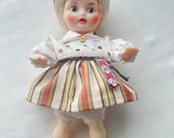 1970s Estonian National Costume Souvenir Doll - 25.5 cm Tall, Made in USSR Estonia, Vintage Collectible