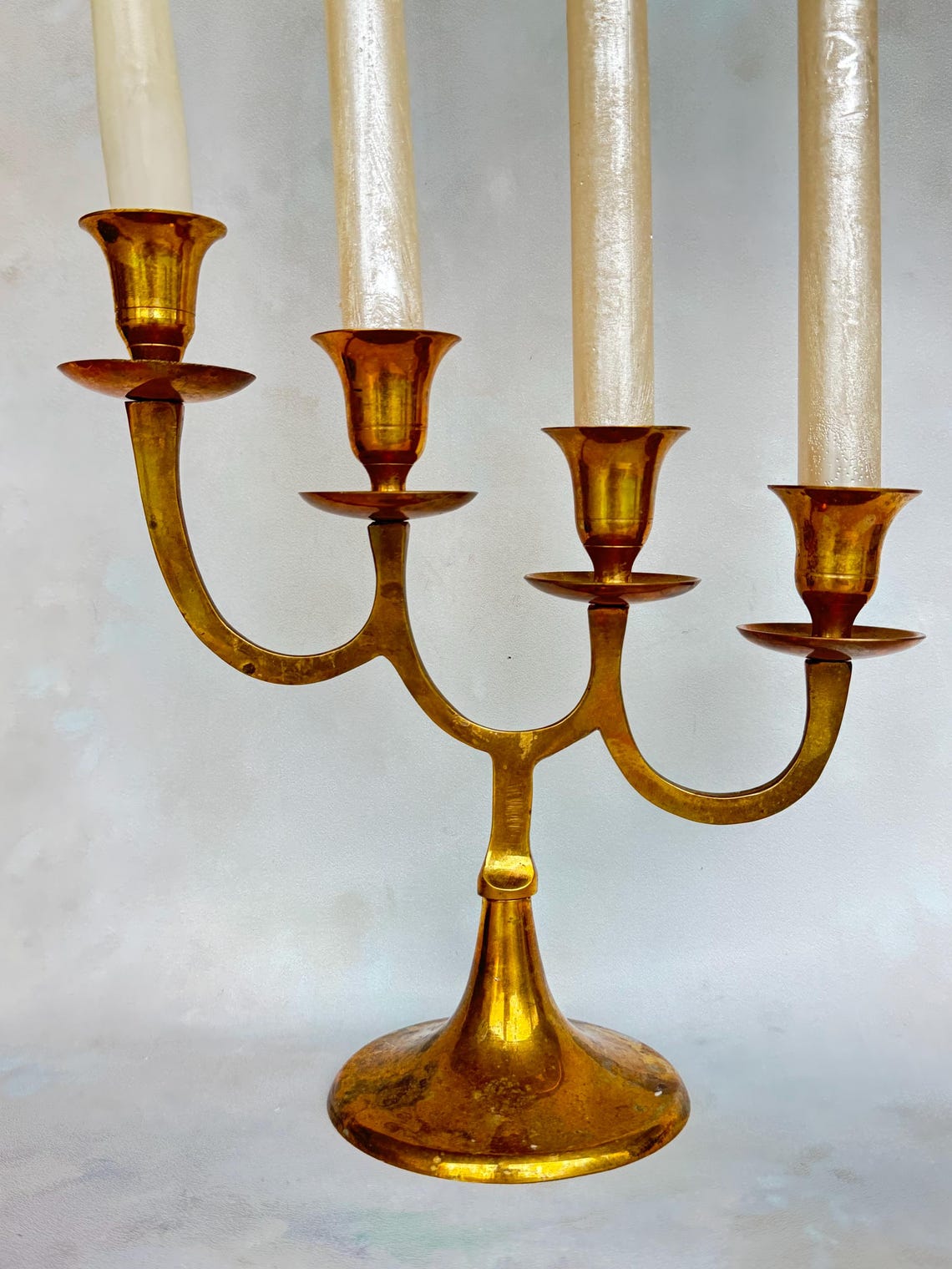 Vintage Brass 4 Arm Candelabra, Antique Brass Candle Holder, Classic — free download