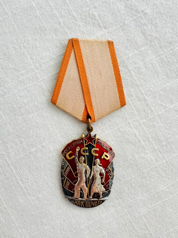 ソ連ロシア CCCP オリジナル 1960 年ソビエト銀名誉勲章 - Знак Почёта