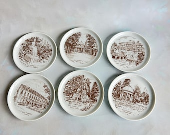 Set of 6 Vintage German Bad Pyrmont Souvenir Porcelain Plates by Fürstenberg - Mid-Century Collectible Decor