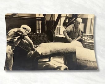 Authentic Soviet-Era Vintage Photograph: Pig Skinning in an Industrial Setting (23 x 15 cm)