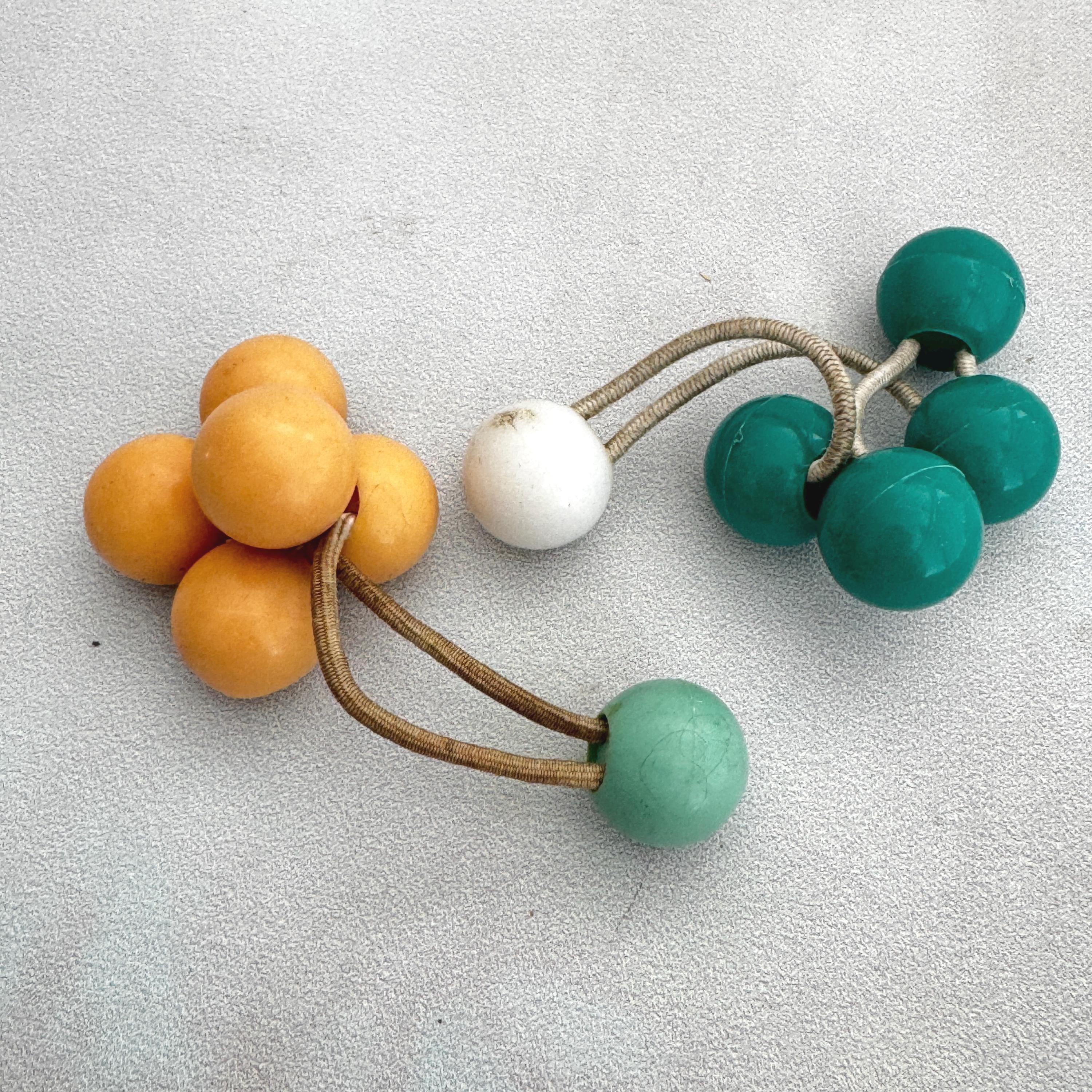 Vintage Soviet Hair Ties With Plastic Beads • USSR 70s 80s 