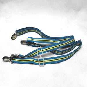 Excellent Condition Vintage Suspenders – Retro Striped Adjustable Braces, Unisex Classic, 1980s Old School – Gift for Him or Her