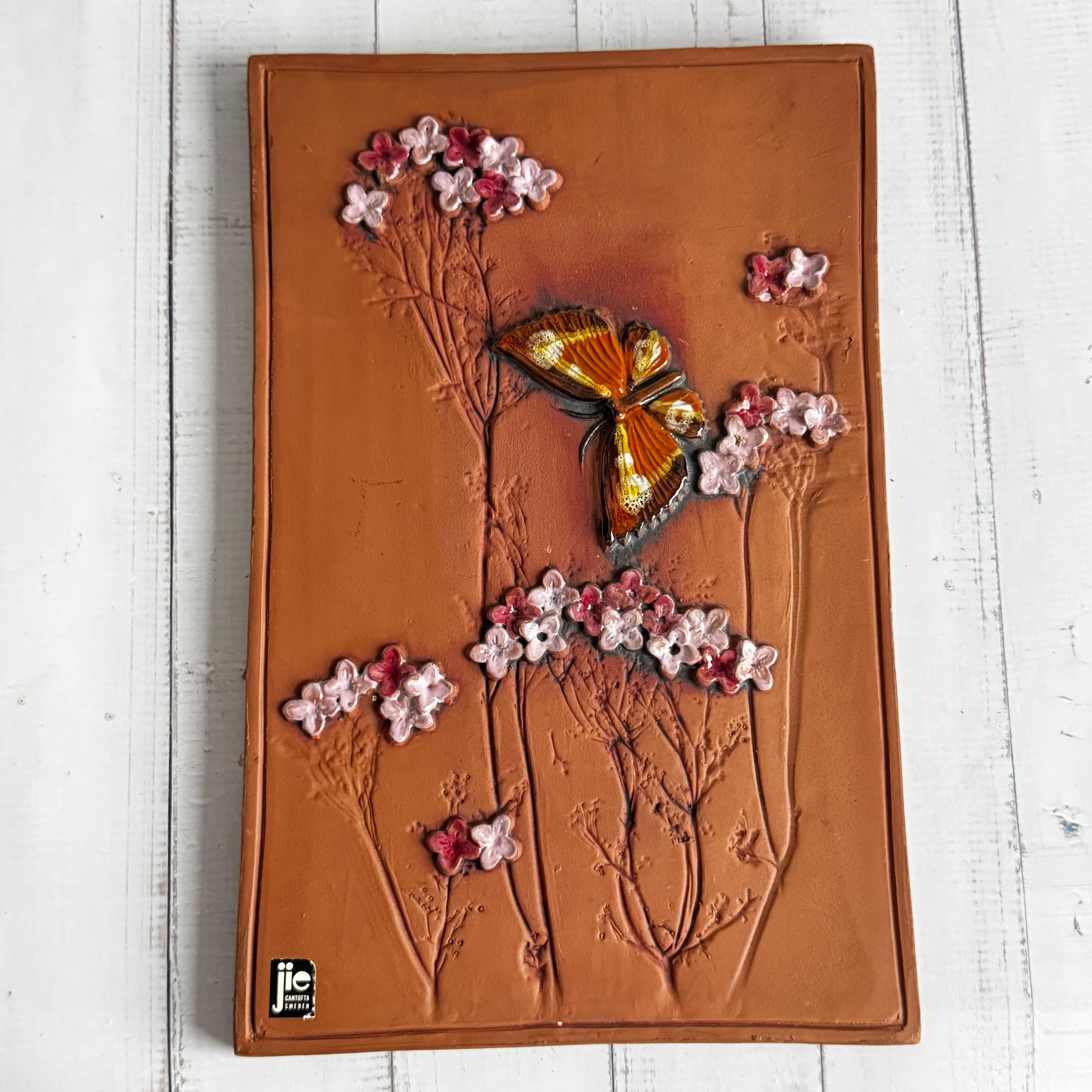 jie Gantofta/sweden陶板 Vintage Jie Gantofta Sweden Wall Plaque No. 762 – Butterfly