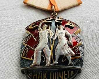 ソ連ロシア CCCP オリジナル 1960 年ソビエト銀名誉勲章 - Знак Почёта
