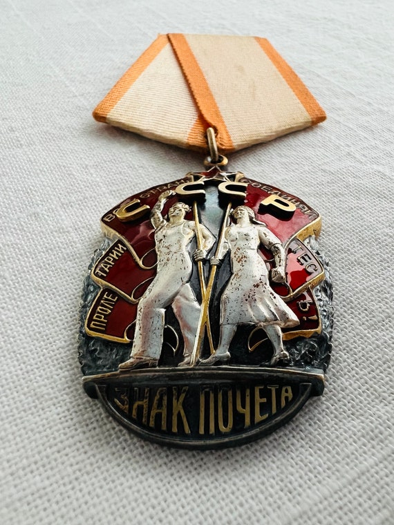 ソ連ロシア CCCP オリジナル 1960 年ソビエト銀名誉勲章 - Знак Почёта