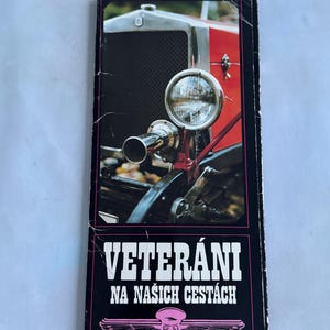 Vintage Classic Car Brochure &quot;Veteráni na našich cestách&quot; – Retro Collectible with Photos & Specs