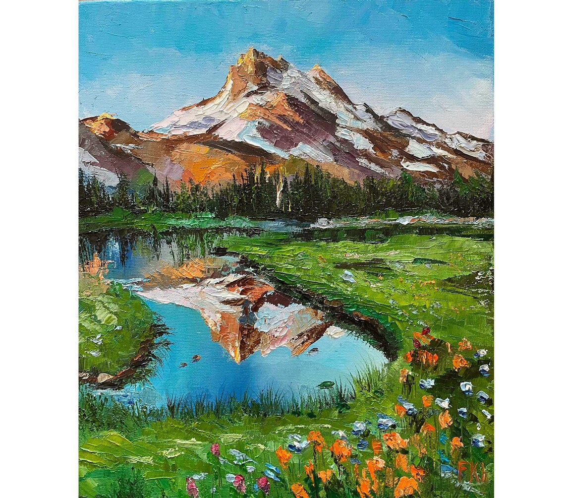 Grand Teton Painting Mountain Original Art National Park | Etsy