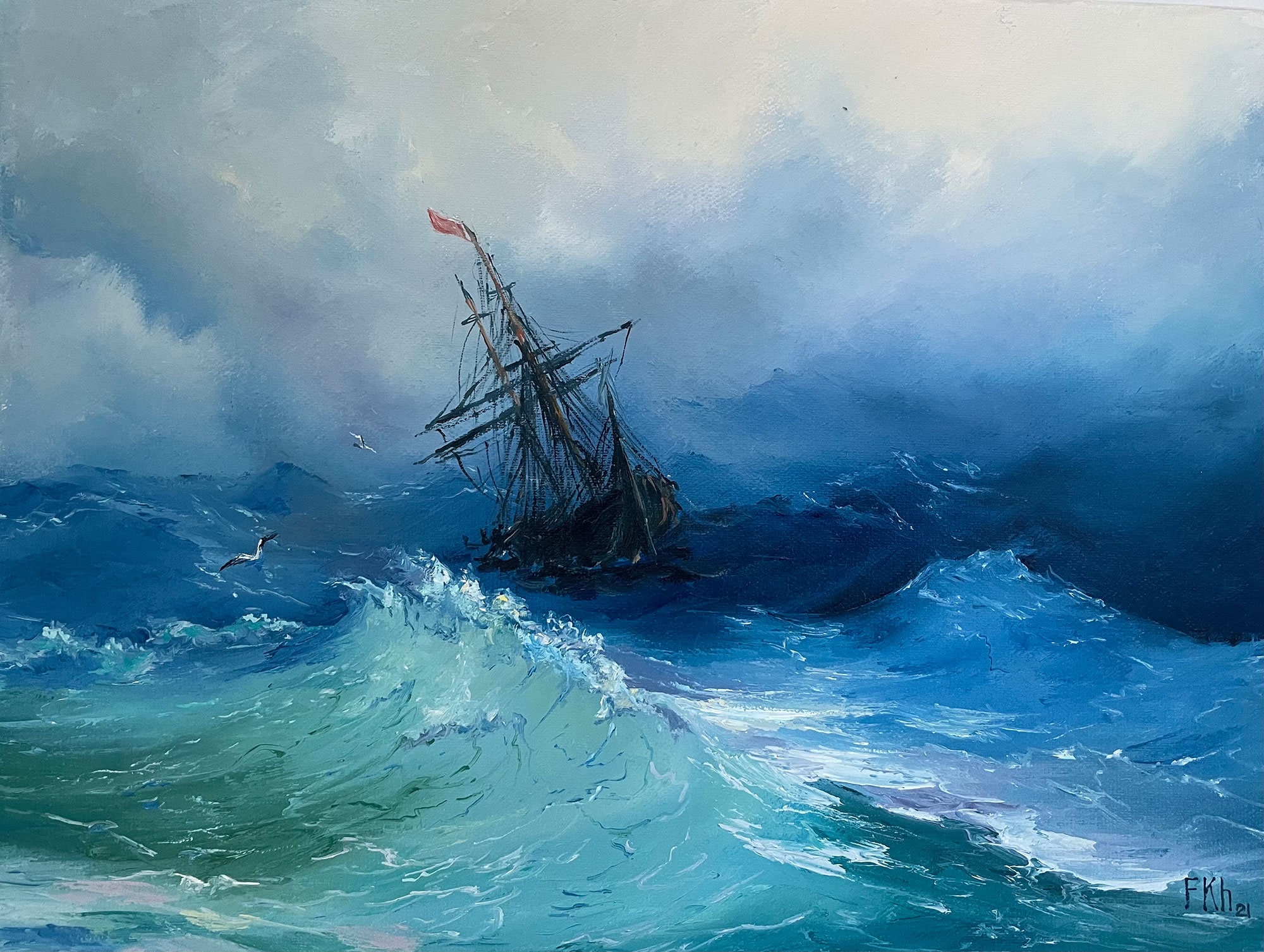 Storm Painting Seascape Original Art Ocean Waves Art 12 Etsy