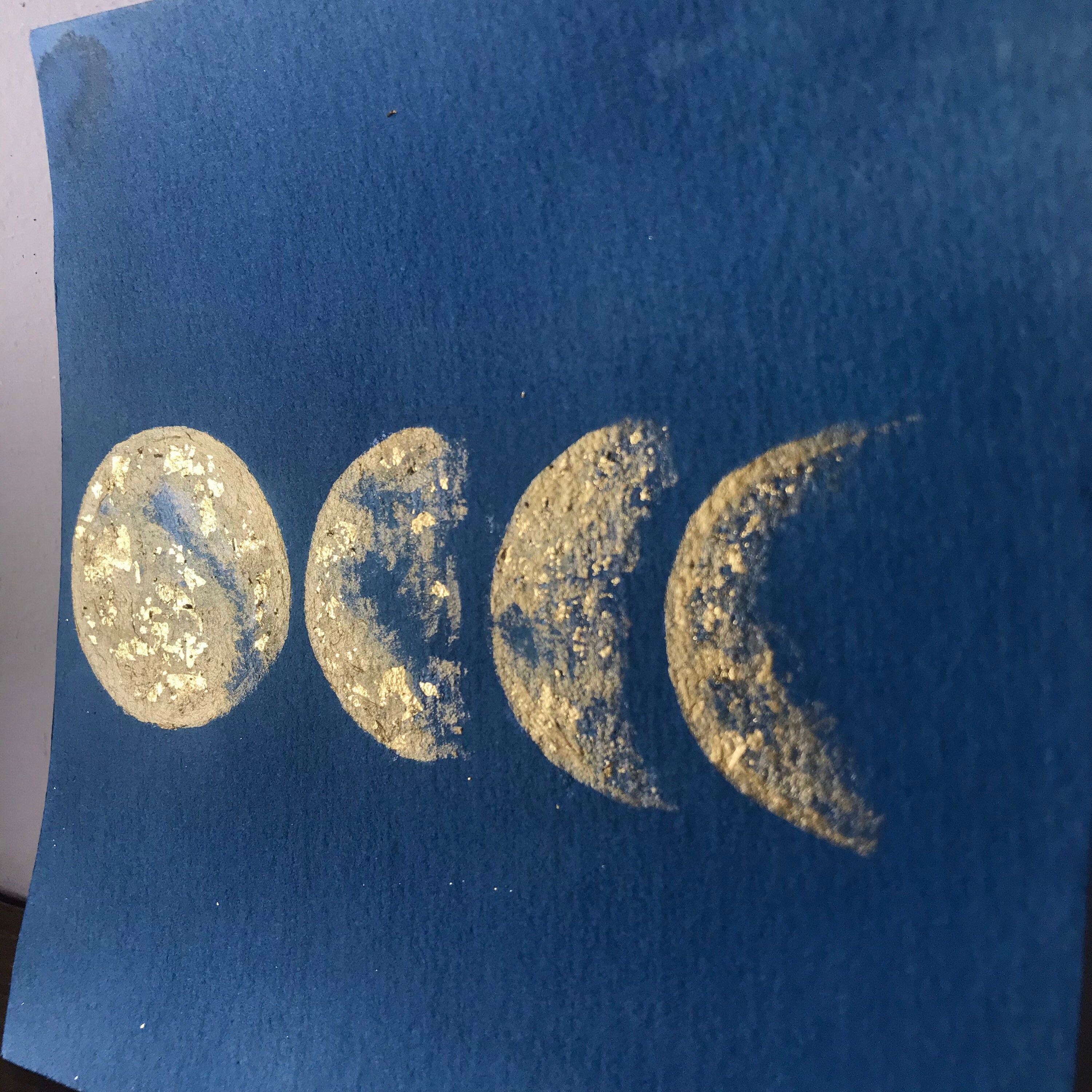 Moon Phase Mixed media Artwork Etsy