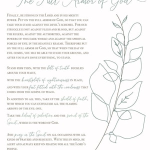 The Full Armor of God - Ephesians - Scripture - Digital Print - 16&quot;x20&quot;