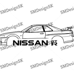 Car svg eps png jpg nissan skyline gtr r34 Illustration Car Vector gt-r Silhouette Automotive Graphic Art Craft T-Shirt Instant Download