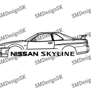 Car svg eps png jpg nissan skyline gtr r34 Illustration Car Vector gt-r Silhouette Automotive Graphic Art Craft T-Shirt Instant Download