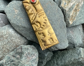 Gold with red gem steampunk necklace