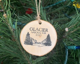 Glacier National Park Montana Animals Wood Christmas Tree Ornament