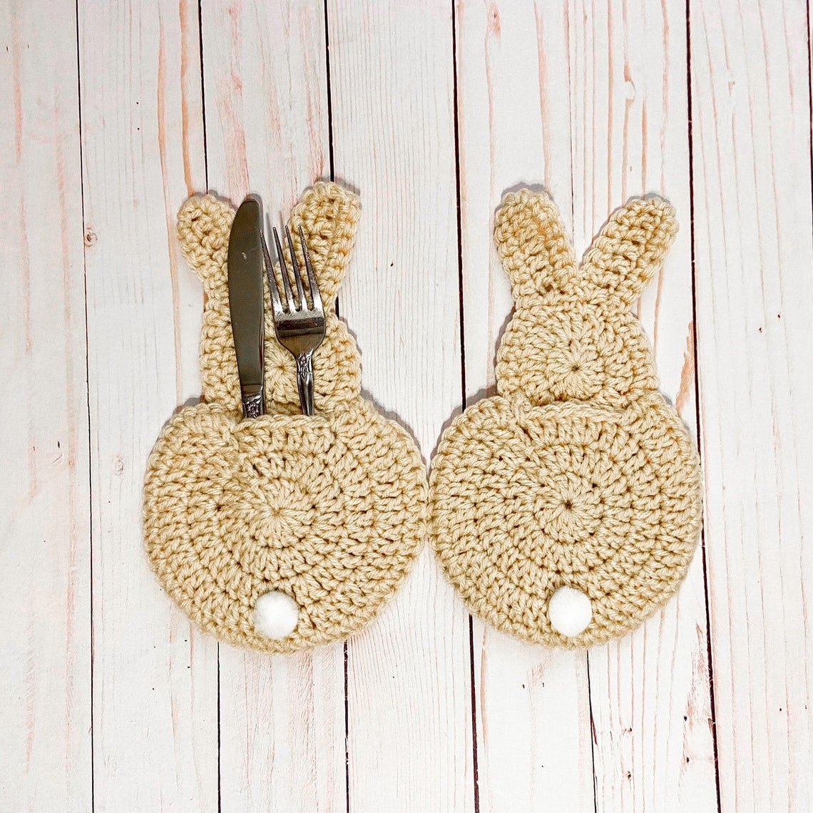 Crochet Easter Bunny Silverware Holders Etsy