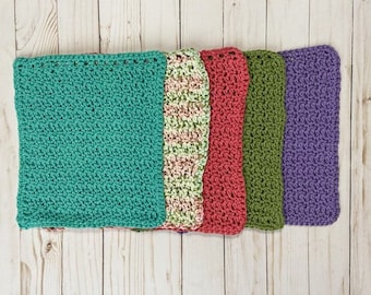 Crocheted Kitchen Dish Cloths, Face Cloths, Wash Cloths (Set of 2, 9x9 size)