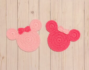 Pink Mouse Crochet Coaster