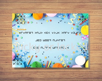 Escape Room Puzzle Birthday Card | Encrypted Card (Digital Download)