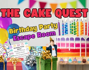 Printable Birthday Escape Room Game, Cake Quest, Party Invitation (PDF)