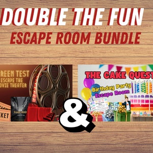 Escape Room Bundle-Kit. ausdruckbare Escape Room Illustration. Familien Spieleabend. Geburtstags Escape Raum. Partyspiele für Kinder & Familie. Kostenlose Grußkarte