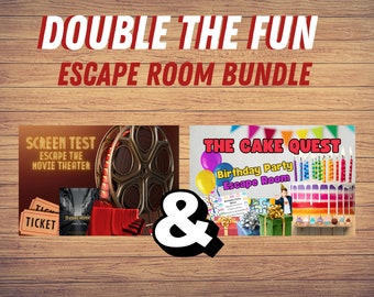 Printable Escape Room Bundle: Movie Theater, Birthday Cake (PDF)