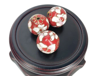 Vintage Cloisonne Polished Round Beads 18mm (2pcs)  for Jewelry Making