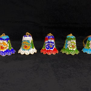 Rare Vintage Chinese Cloisonne Hanging Bell in Multicolor Enamel