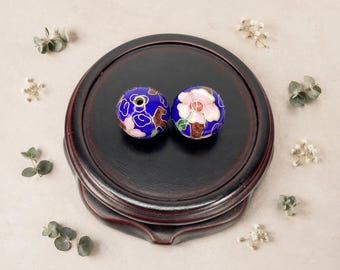 七宝焼き丸ビーズ 18mm (2個) DIYジュエリー ネックレス ブレスレット製作用品