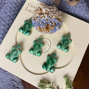 Vintage Cloisonne Enamel Frog Beads, Animal Earring Making