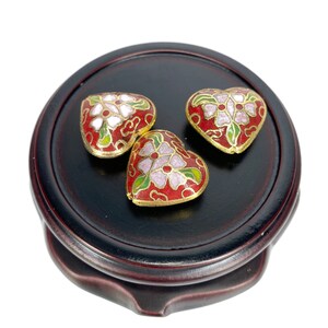 2stk Vintage polierte Cloisonne Emaille Herz Perlen Set für Schmuckherstellung