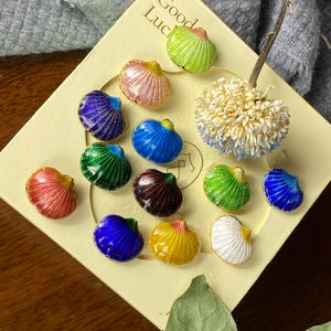 Vintage Cloisonne Enamel Shell Beads - Ideal for Earrings & Crafting Gift