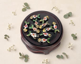 Vintage Cloisonne Fish Filigree Beads 6Pcs, Summer Style Earring Charm