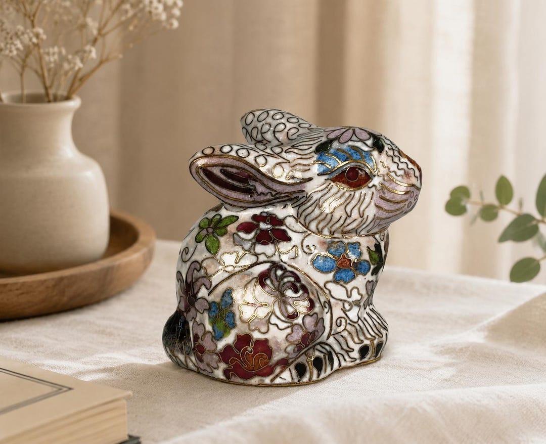 Antique Cloisonne Rabbit Figurine – Collectible Ornament (6cm) - Etsy