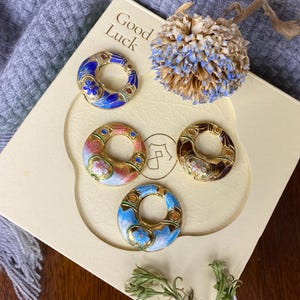 Vintage Cloisonne Emaille Große Donut Perlen, Donut Ohrhänger