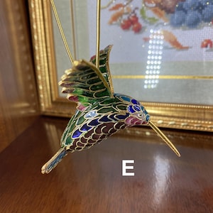 Vintage Cloisonne Hummingbird Pendant - Decorative Colorful Ornament Gift