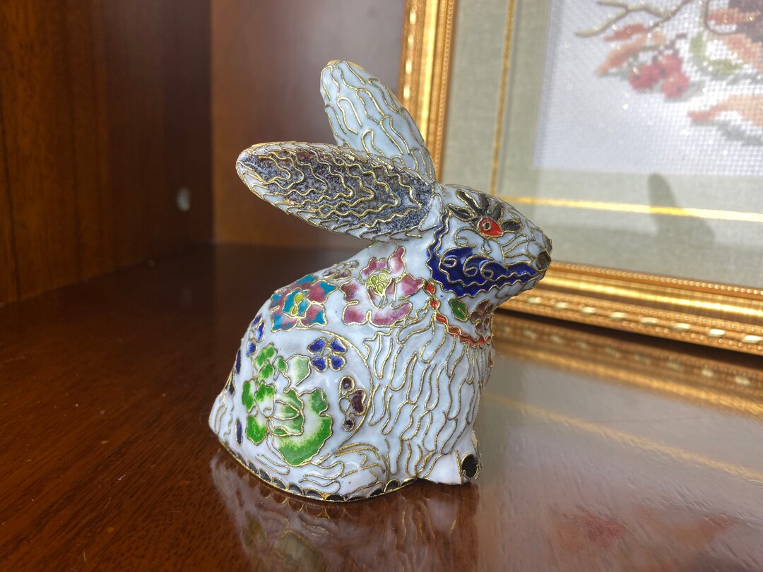 Vintage Cloisonné White Rabbit, Rabbit Ornament, Cloisonné Animal. - Etsy