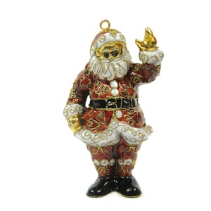 Vintage Cloisonne Santa Christmas Ornament Gift Decoration